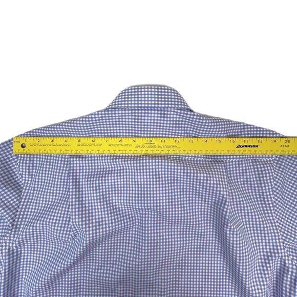 Pronto Uomo Shirt Mens Large Modern Fit Non-Iron Blue‎ Pink Checks Button Down - Picture 10 of 13